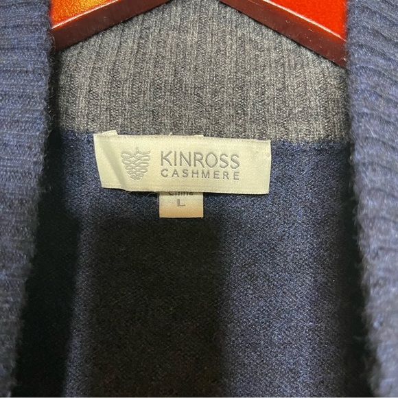 KINROSS Navy Blue Cashmere Quarter Zip Pullover sz L - Picture 2 of 6